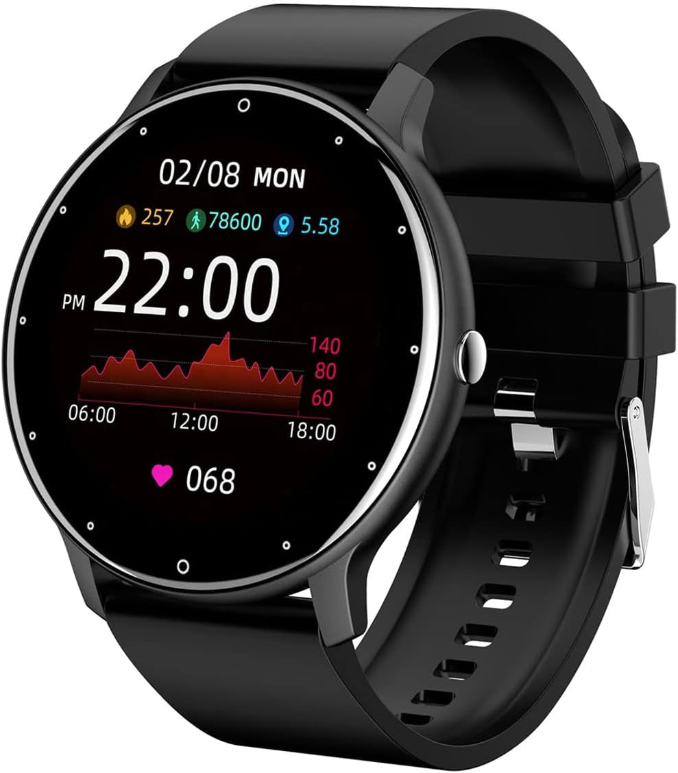 Smart Watch, Health Monitoring, Fitness Tracker Men Women, Sports Mode, Activity Tracker with Heart Rate Blood Oxygen and Sleep Monitor Waterproof Smartwatch for Android/Ios Phones (Black)