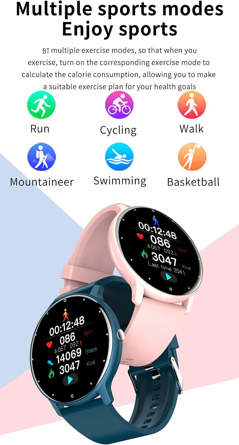 Smart Watch, Health Monitoring, Fitness Tracker Men Women, Sports Mode, Activity Tracker with Heart Rate Blood Oxygen and Sleep Monitor Waterproof Smartwatch for Android/Ios Phones (Black)