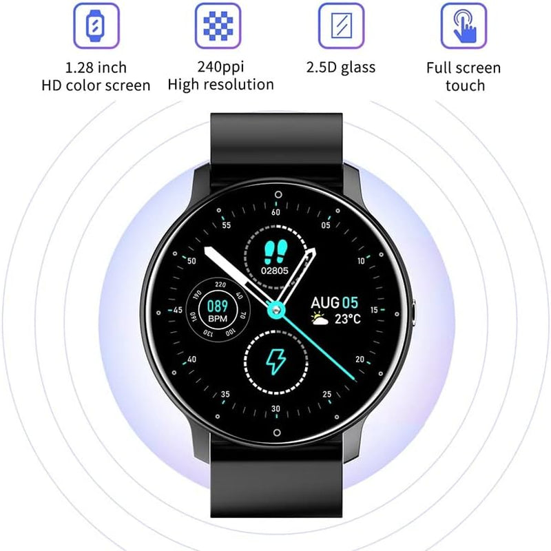 Smart Watch, Health Monitoring, Fitness Tracker Men Women, Sports Mode, Activity Tracker with Heart Rate Blood Oxygen and Sleep Monitor Waterproof Smartwatch for Android/Ios Phones (Black)