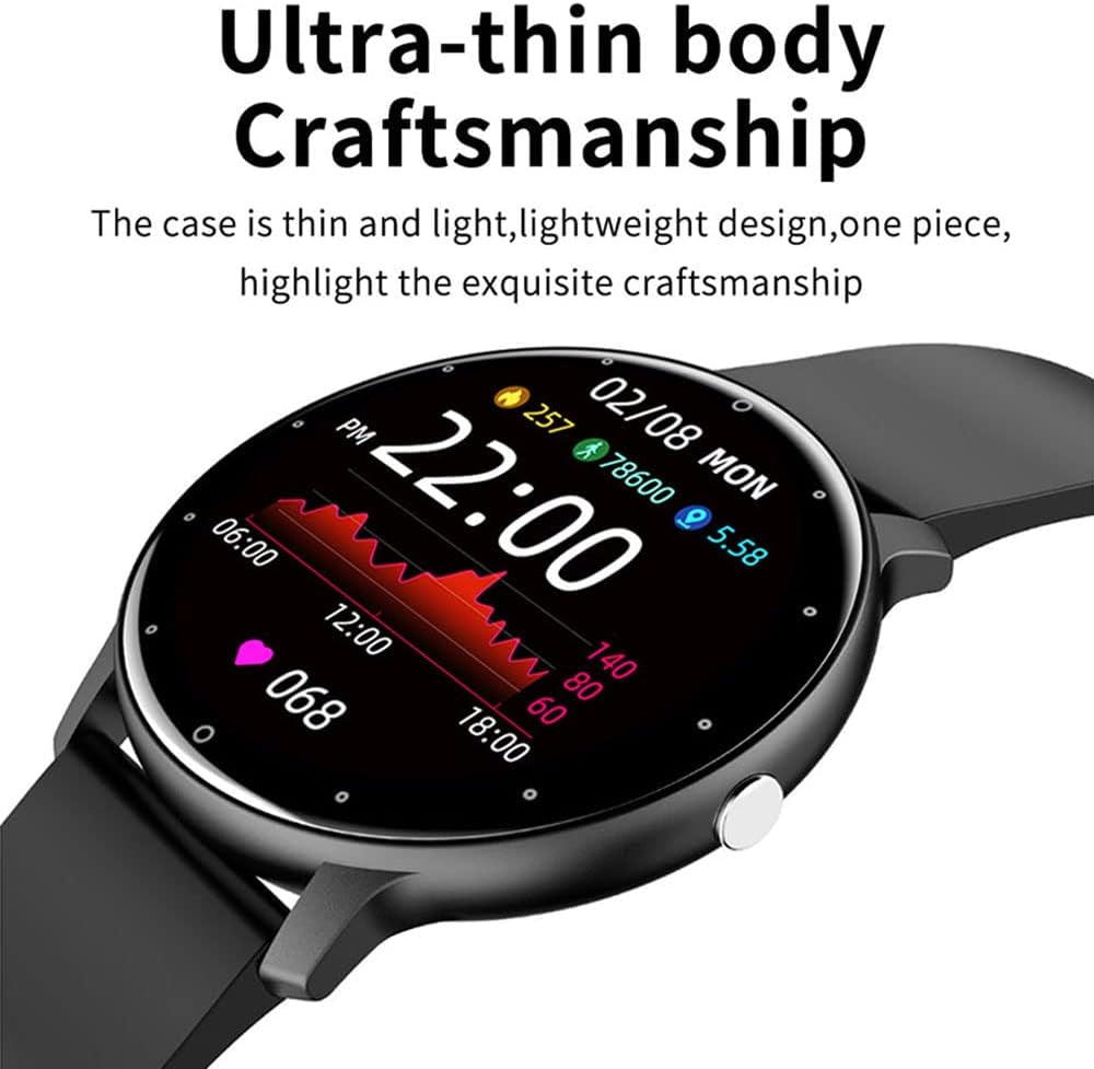 Smart Watch, Health Monitoring, Fitness Tracker Men Women, Sports Mode, Activity Tracker with Heart Rate Blood Oxygen and Sleep Monitor Waterproof Smartwatch for Android/Ios Phones (Black)